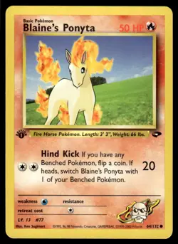 Pokemon TCG Gym Challenge 1st Edition #064/132 Blaine's Ponyta LP+ - Image 1