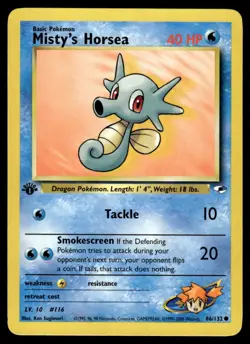 Pokemon TCG Gym Hero's 1st Edition #086/132 Misty's Horsea LP - Image 1