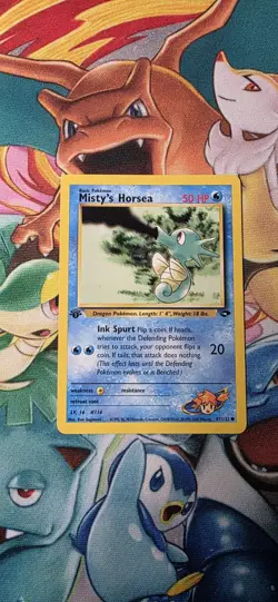 1st Edition Gym Heroes Misty's Horsea 87/132 NM - Image 1
