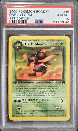 2000 POKEMON ROCKET 1ST EDITION #36 DARK GLOOM PSA 10 - Image 1