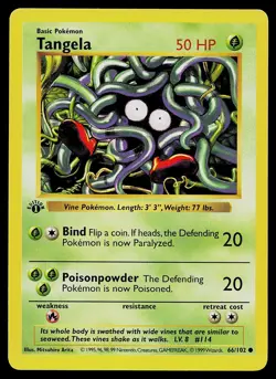 Pokemon Card - Tangela 1st Edition Base Set (Shadowless) 66/102 Common - Image 1