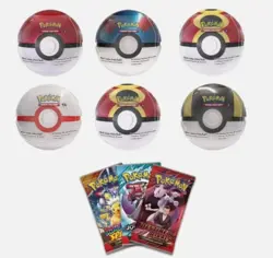 6 x Pokemon TCG Pokeball Tins - 18 Booster Packs Factory Sealed Costco IN HAND - Image 1