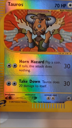Tauros 138/165 Reverse Holo Expedition Base Set 2002 Pokemon e-Reader LP - Image 2