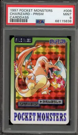 Pokemon Bandai Carddass Charizard Japanese Prism #006 PSA 9 Mint - Image 1