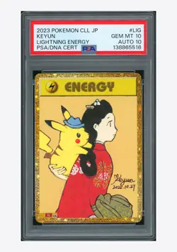 Pokemon PSA 10 AUTO 10 Lightning Energy Holo Pikachu Keyun 2023 #LIG CLL JPN - Image 1