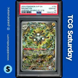 2024 POKEMON SV BLACK STAR PROMO SURGING SPARKS P.C. ETB #159 MAGNETON PSA 10 - Image 1