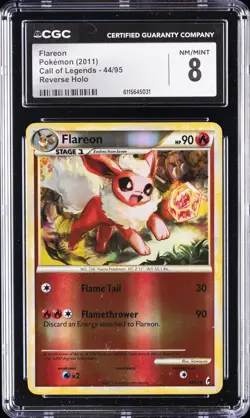2011 POKEMON CALL OF LEGENDS REVERSE HOLO #44 FLAREON CGC 8 - Image 1