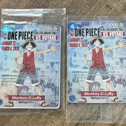 2 Bandai Namco One Piece Card Game US Voyage Monkey D. Luffy 2 Card Lot - Image 1