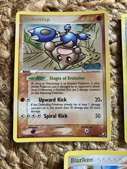 3 Pokemon Cards-Blaziken 5/108; Ampharos 1/101; Hitmontop 26/115 (foil Shiny) - Image 2