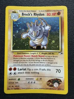 Brock’s Rhydon 2/132 Holo Gym Challenge Pokemon Card TCG 2000 - Image 1