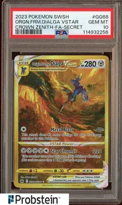 2023 Pokemon SWSH Crown Zenith Secret #GG38 FA Origin Forme Dialga VSTAR PSA 10 - Image 1