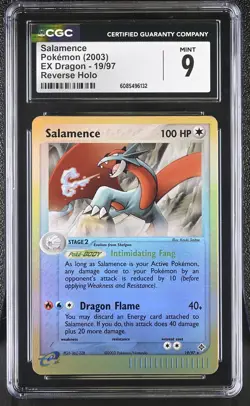 CGC 9 MINT Salamence 2003 EX Dragon 19/97 Reverse Holo Pokemon Card - Image 1