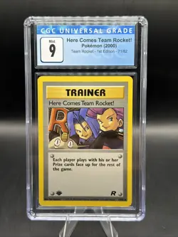 CGC 9 MINT Here Comes Team Rocket! Team Rocket 1st Edition 71/82 Pokemon Card - Image 1