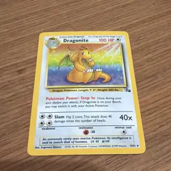 1999 Pokemon Fossil Dragonite Holo 4/62 HP Vintage WOTC LP - Image 1
