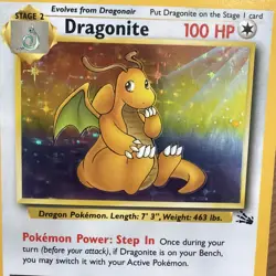 1999 Pokemon Fossil Dragonite Holo 4/62 HP Vintage WOTC LP - Image 2