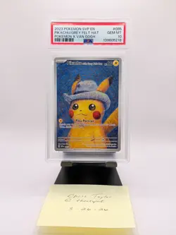 2023 Pokemon SVP EN PIKACHU Grey Felt Hat Pokemon X Van Gogh #085 PSA 10 - Image 1