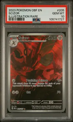 2023 POKEMON OBF EN-OBSIDIAN FLAMES ILLUSTRATION RARE #205 SCIZOR PSA 10 - Image 1