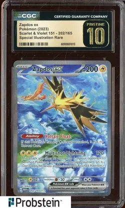 2023 Pokemon MEW EN Special Illustration Rare #202 Zapdos ex CGC 10 PRISTINE - Image 1