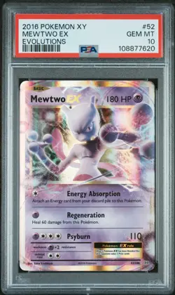 2016 POKEMON XY EVOLUTIONS #52 MEWTWO EX PSA 10 - Image 1