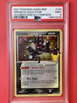 POKEMON 2021 Celebrations ETB GRENINJA Gold Star Promo #144 PSA 9 Mint - Image 1