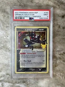 POKEMON 2021 Celebrations ETB GRENINJA Gold Star Promo #144 PSA 9 Mint - Image 2