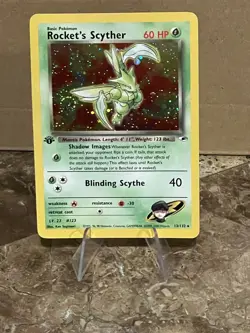 Pokemon Rocket's Scyther 1st Edition 13/132 Gym Heroes Holo SWIRL! NM - Image 1