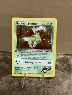 Pokemon Rocket's Scyther 1st Edition 13/132 Gym Heroes Holo SWIRL! NM - Image 5