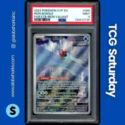 2023 POKEMON SV BS PROMO PARADOX RIFT ETB IRON LEAVES #066 IRON BUNDLE PSA 9 - Image 1