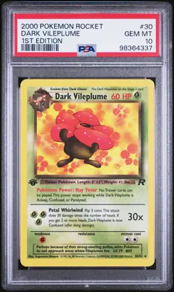 2000 POKEMON ROCKET 1ST EDITION #30 DARK VILEPLUME PSA 10 - Image 1