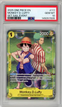 One Piece OP10 111 Monkey D. Luffy Set Sail Event Promo PSA 10 Gem Mint - Image 1