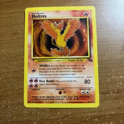 Moltres 27/62 Fossil Unlimited Nonholo Rare Pokemon Card 1999 Moderately Played - Image 1