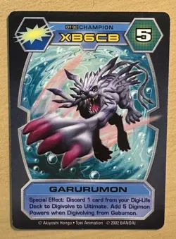 Digimon D-Tector GARURUMON Card 2002 Bandai DT-92 CHAMPION, XB6CB - Image 1