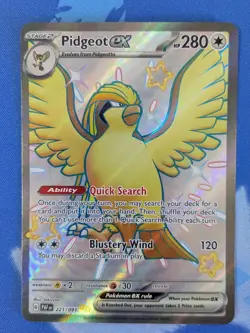 Pidgeot ex 221/091 - Shiny Ultra Rare - Paldean Fates - Pokemon Card NM - Image 1