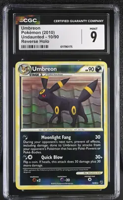 CGC 9 MINT Umbreon 2010 Undaunted 10/90 Reverse Holo Pokemon Card - Image 1