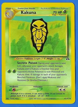 2001 Wizards Pokemon Neo Discovery Unlimited Kakuna 41/75 Non-Holo NM-MT - Image 1