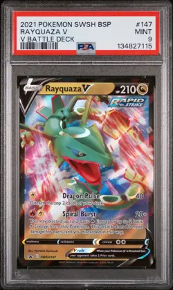 2021 POKEMON SWSH BLACK STAR PROMO V BATTLE DECK #147 RAYQUAZA V PSA 9 - Image 1