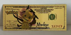 24k Gold Foil Pokemon Mimkyu Banknote Set Collectible Novelty Art - Image 1