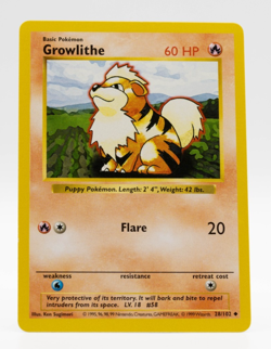 Growlithe Pokemon Base Set Shadowless 28/102 Non-Holo Near Mint - Image 1