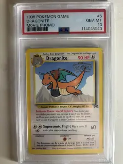 PSA 10 DRAGONITE 5 BLACK STAR PROMO 1999 POKEMON GAME MOVIE PROMO WOTC - Image 1