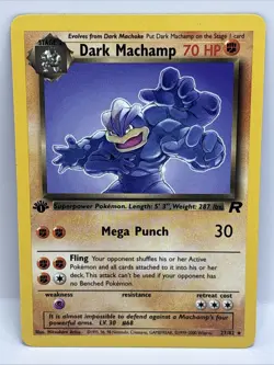 Dark Machamp First Edition Team Rocket 1999 Pokemon Card Illus. Mitsuhiro Arita - Image 1