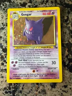 Pokemon TCG Gengar Fossil Holo Card 5/62 Unlimited Rare Vintage 1999 HP - Image 1