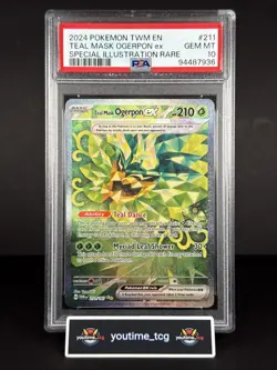2024 Pokemon Twm En-Twi Mas SIR Teal Mask Ogerpon Ex #211 PSA 10 Crack on Slab - Image 1