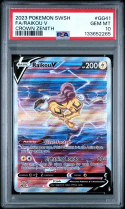2023 POKEMON SWORD & SHIELD CROWN ZENITH #GG41 FULL ART/RAIKOU V PSA 10 - Image 1