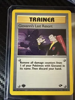 Pokemon TCG Giovanni's Last Resort 1st Edition Rare Gym Challenge NM 105 - Image 1