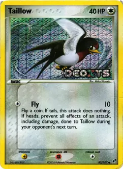 Pokemon TCG Taillow 80/107 EX Deoxys Stamped Reverse Holo Common DMG - Image 1