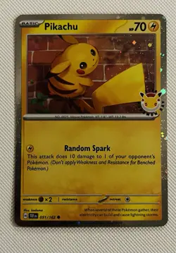 2026 Pikachu 051/162 Pokemon Day 30th Anniversary Stamped Promo TCG Cosmo Holo - Image 1