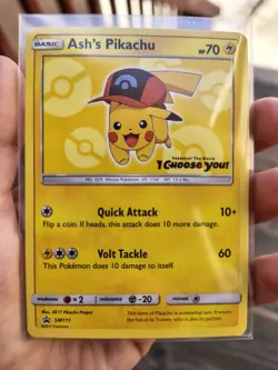 Pokemon Ash's Pikachu SM111 Sun & Moon Promo 2017 70 HP Regular Card - Image 1