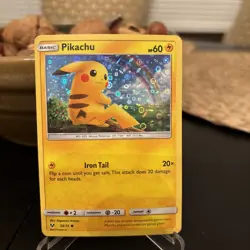Pikachu 28/73 Sequin Holo General Mills Pokemon Card Shining Legends LP - Image 1