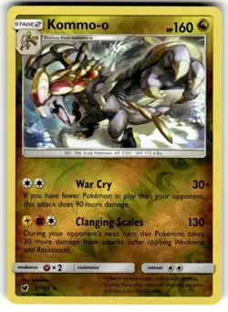 Pokemon TCG Reverse Holo Card Kommo-o SM - Crimson Invasion 77/111 - Image 1