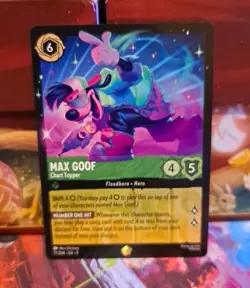 Disney Lorcana TCG Max Goof Chart Topper Legendary 77/204 Fabled Non Foil Card - Image 1